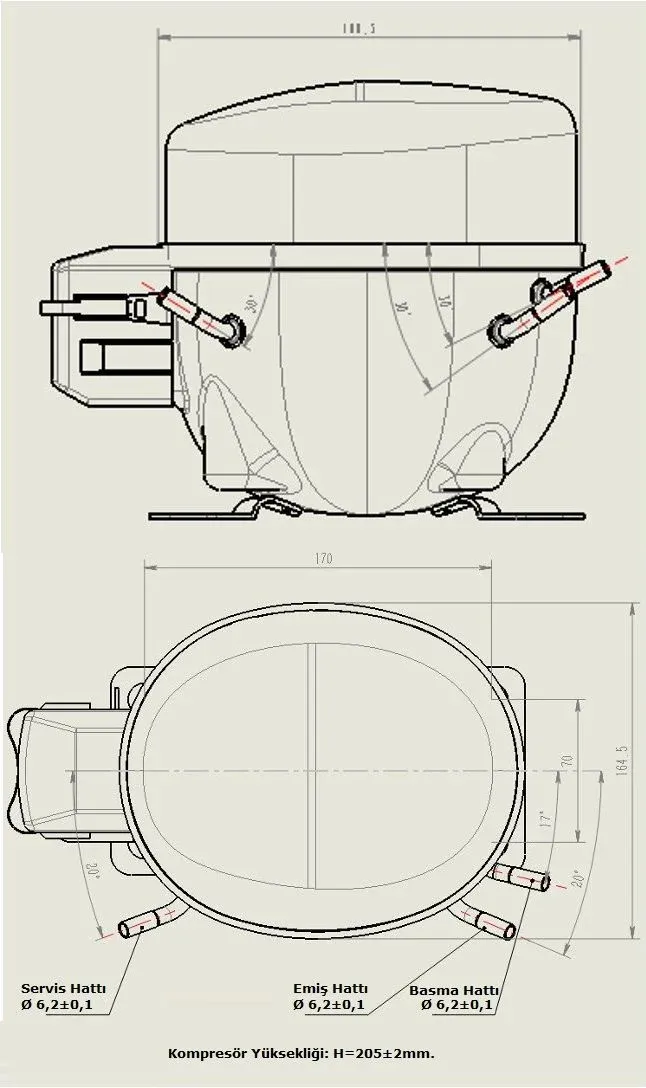 KONOR 1/3 HP R-134A COMPRESSOR