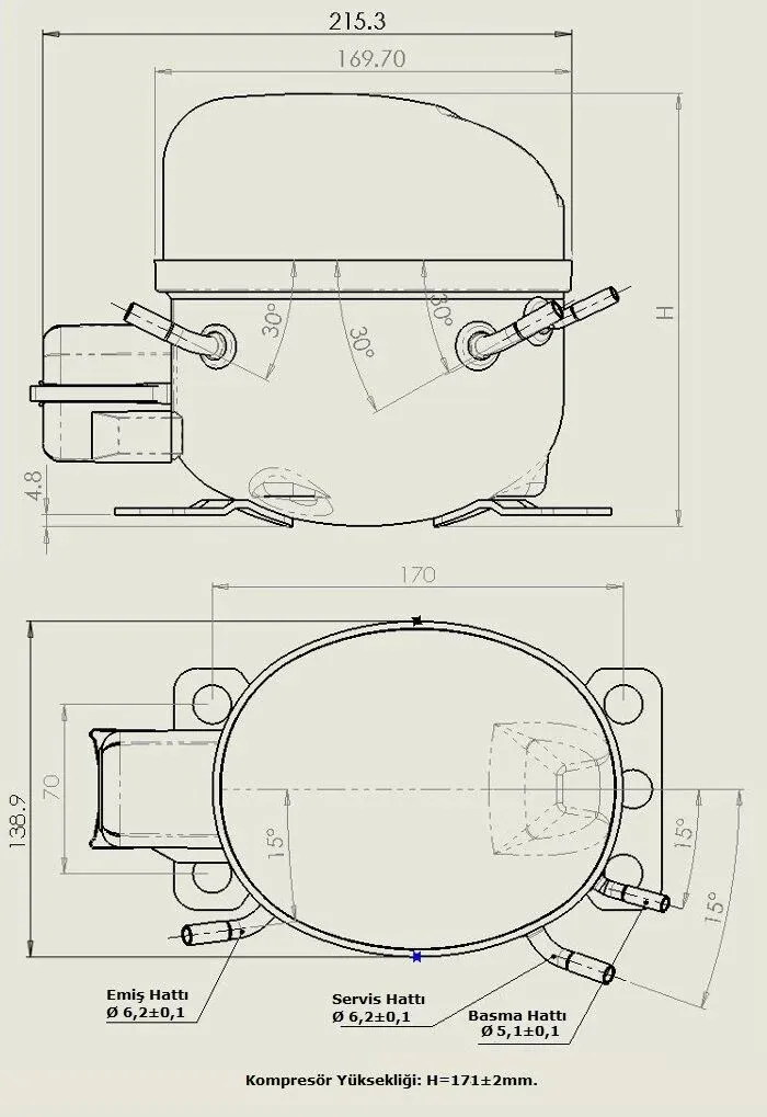 KONOR 1/6 HP R-134A COMPRESSOR