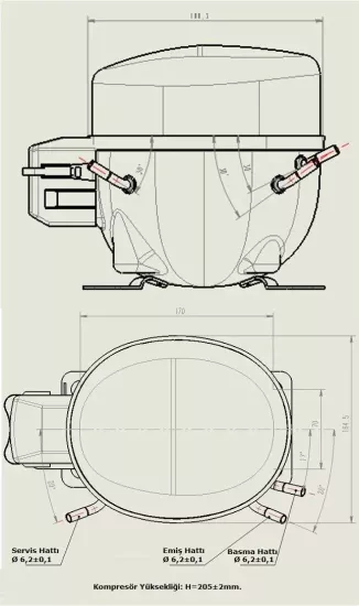 KONOR 1/3 HP R-134A COMPRESSOR
